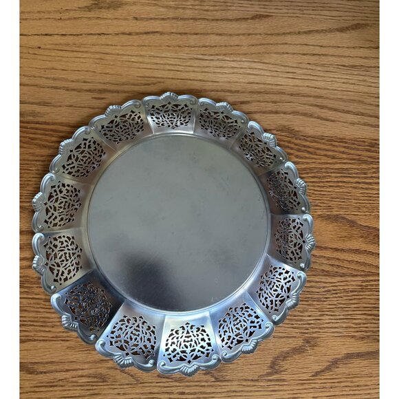 Silver-Plated Decorative Round Plates Set Of 3 With Filigree Edge Design - Picture 7 of 7